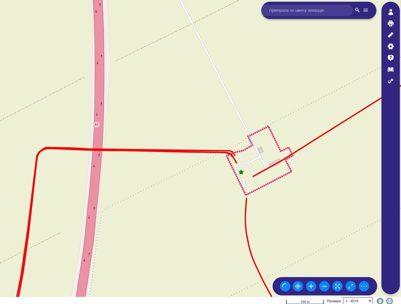 Detaljan prikaz objekata i zaštitnih zona